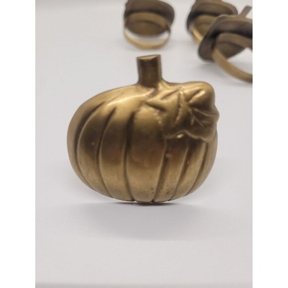 Set of (4) Fall & Thanksgiving Pumpkin Brass Napkin Rings - Picture 2 of 3